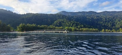 Tioman, met de onvegetijke olieterminal.