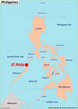Overzicht van de Filipijnen met de rode punt El Nilo