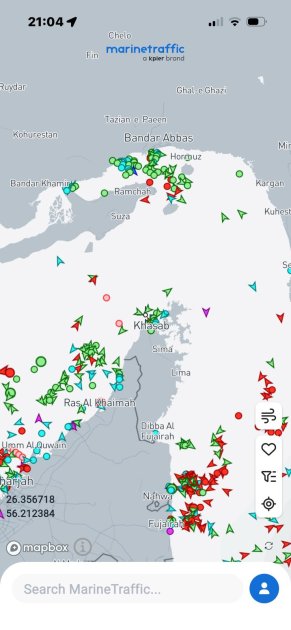 Beeld Straat van Hormuz Marinetraffic